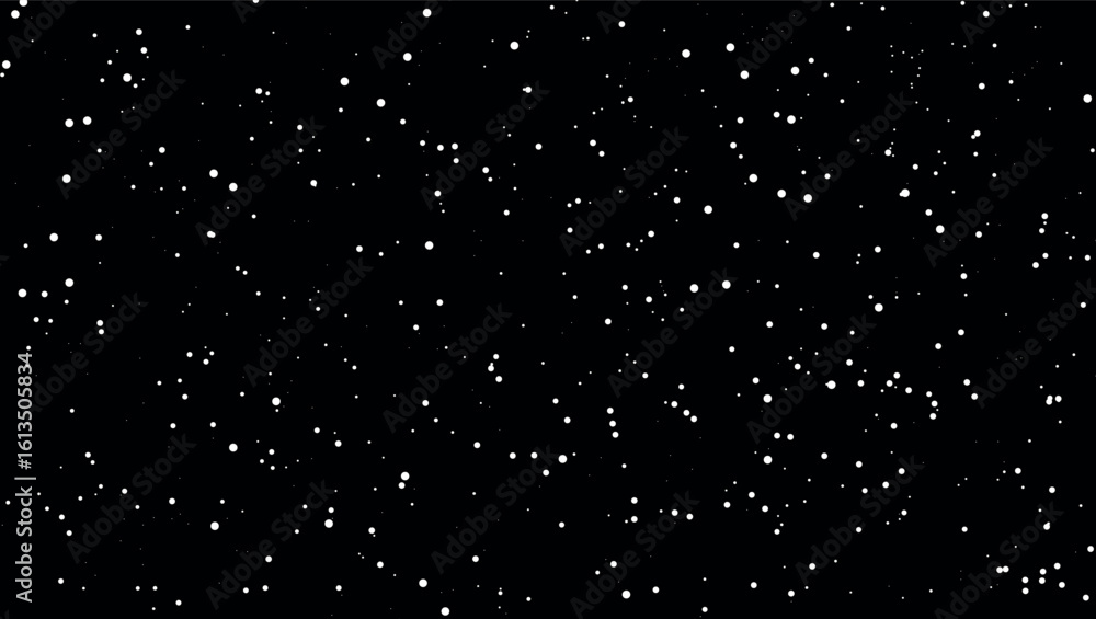 abstract pattern of randomly scattered white dots on a black background ...