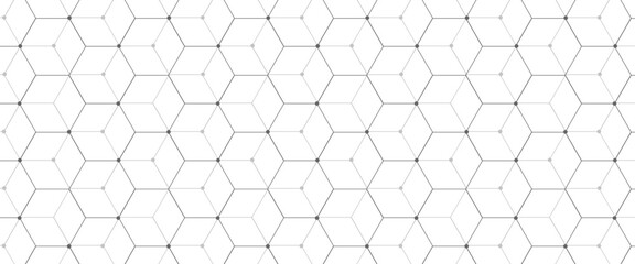 Wall Mural - vector digital hexagonal background geometric abstraction with lines and dots.