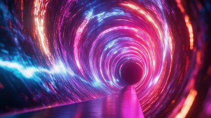 Wall Mural - neon swirling tunnel design