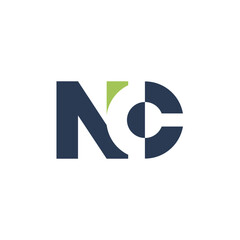 Wall Mural - the image shows a logo design of a monogram with initial letters nc in dark grey and green color in 