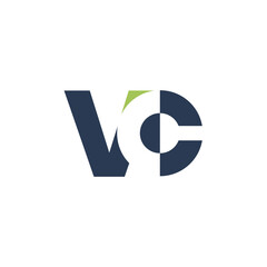 Wall Mural - the image shows a logo design of a monogram with initial letters vc in dark grey and green color in 