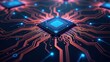 © Ariful - Central Processing Unit Microchip Circuit Board Blue Orange Glow