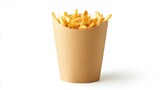 Tasty fries served in a brown box