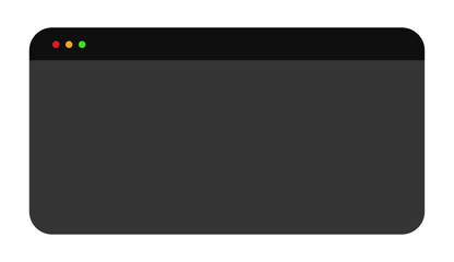 Minimalist dark terminal window with color control buttons in top left corner. Simple grey and black layered interface for coding, programming, and developer UI design.