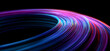 © Daniel - 3d crystal glass circle of holographic blue pink gradient lines. Abstract background wallpaper with round speed motion effect. Render digital tech banner with rainbow curve wave ring. 3D illustration