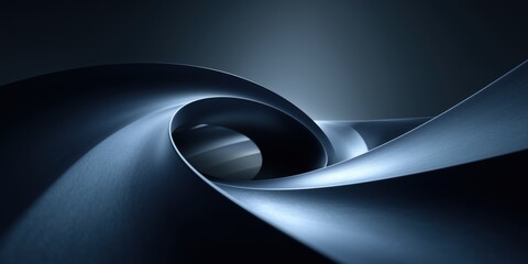 Wall Mural - sleek metallic wave curl with silver blue tones