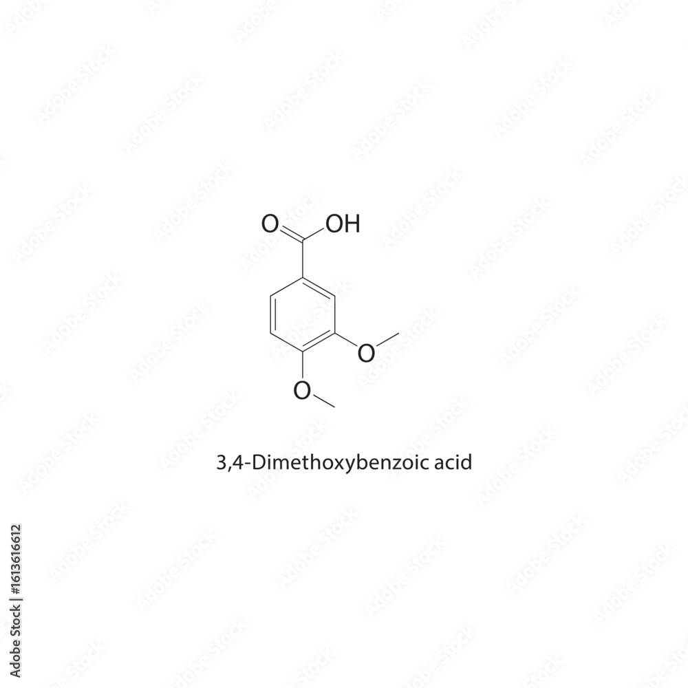 3,4-Dimethoxybenzoic acid skeletal structure. Benzoic Acid compound ...