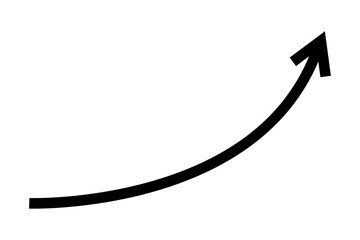 Black curved arrow icon vector. Flat style curve long arrow icon for website design, logo, app, UI. Pointing curved arrow symbol. Vector illustration.