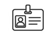 © Dierk - ID card icon vector illustration. Identity badge, name tag, or access pass with photo placeholder. Simple outline graphic for security, identification, and verification.