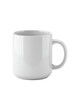 © Greg - A single, pristine, blank, glossy white ceramic coffee mug with a classic C-shaped handle, smooth and highly reflective, isolated on a seamless transparent background with even, diffused studio