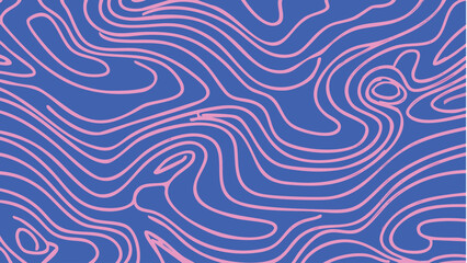 Wall Mural - vibrant topography: a seamless abstract design with wavy topographic lines, using a striking pink on