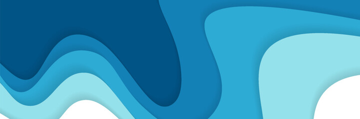 Wall Mural - background with white and blue waves. abstract wavy paper background.