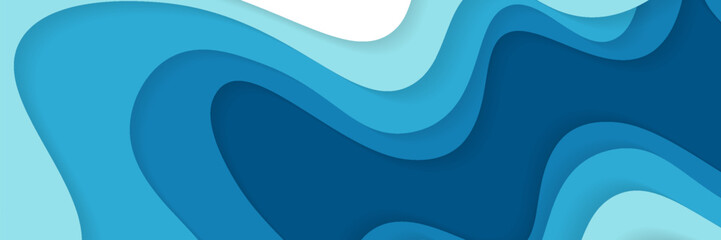 Wall Mural - background with white and blue waves. abstract wavy paper background.
