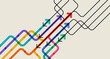 © natrot - Curved and straight arrows in multiple colors on a beige grid background, representing pathfinding, complex decisions, and abstract business strategies.