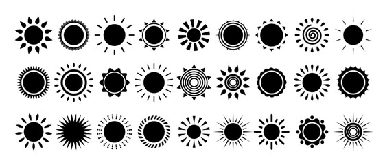 Wall Mural - Vector set of sun icons. Sun symbol collection. Summer concept