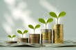 © Hnaistock - Growing Investment Concept with Seedlings on Coin Stacks and Rising Arrows Representing Financial Growth Sustainable Investing and Future Prosperity with Money