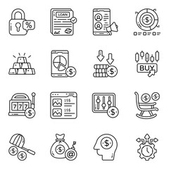 Wall Mural - Set of Economy Linear Icons 

