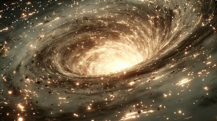 Wall Mural - Cosmic spiral galaxy with luminous core, swirling stars and dust, creating a breathtaking view of the universe, showcasing the beauty of celestial phenomena and space exploration