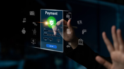 Wall Mural - Secure online payments ensure smooth e-commerce with safe transactions, digital payment systems, and financial data protection. Latch