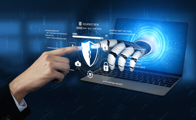 Wall Mural - ai artificial intelligence strengthens cybersecurity with intelligent threat detection, virtual assi
