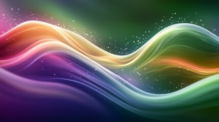 Wall Mural - colorful abstract waves flowing with sparkling particles