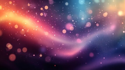 Wall Mural - abstract festive background with blurred bokeh lights and glittering particles