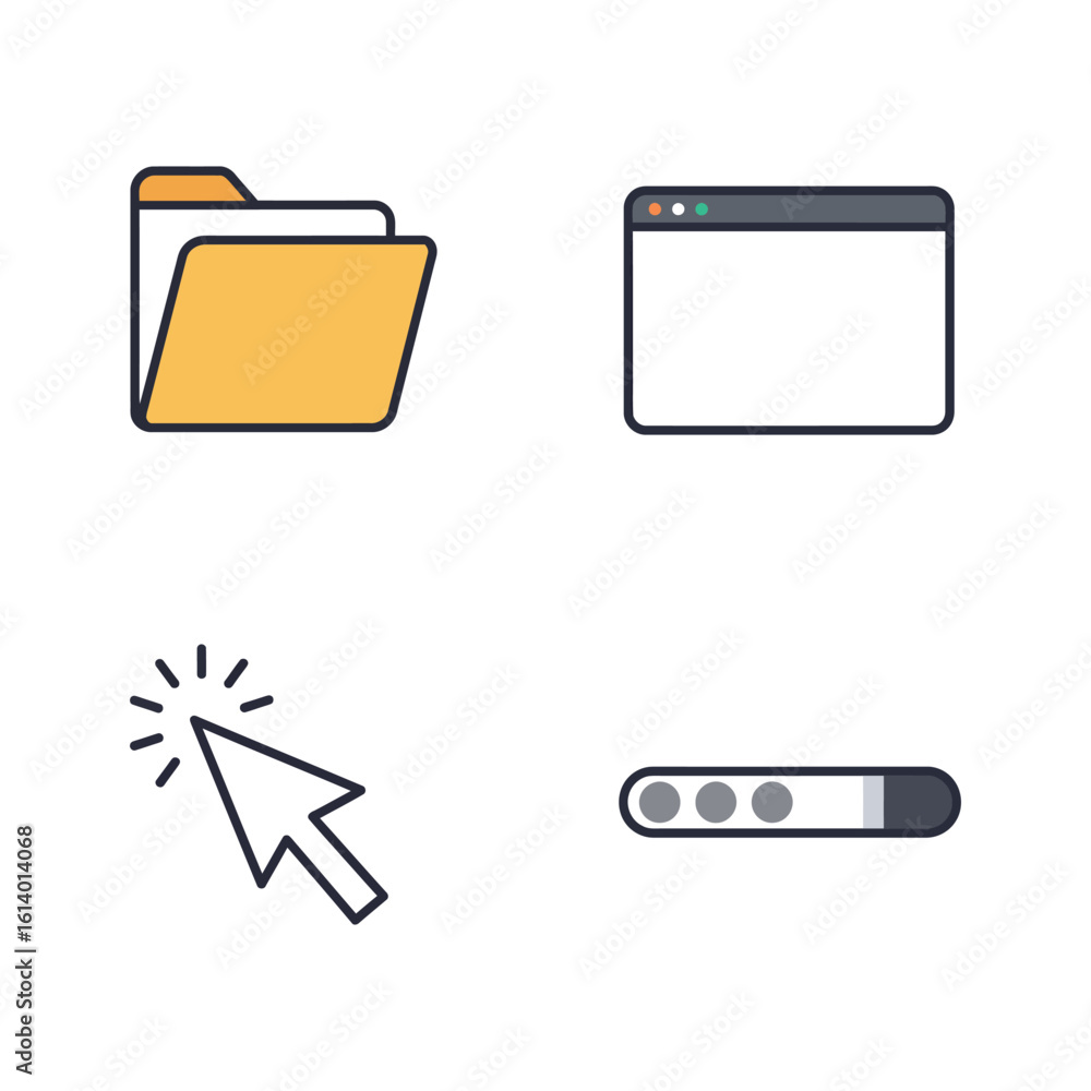 Cursor Icon Development Web Development Icons Folder Browser Window Cursor and Loading Bar ...