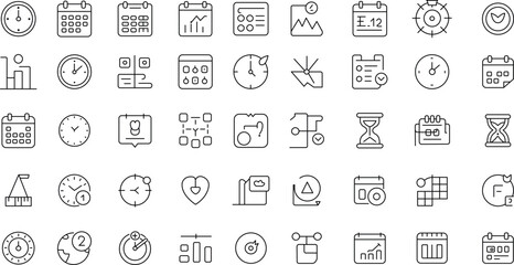 
Timeline and Schedule Icons - Vector Outline Style