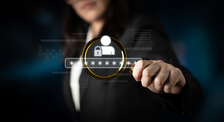 Wall Mural - user authentication and password protection concept showing secure login, privacy safeguard, data pr