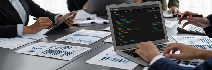 Wall Mural - software development programming on computer screen for brisk application and program coding