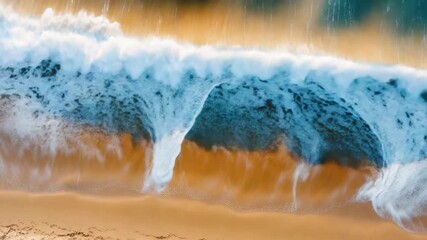 Wall Mural - aerial view of a beach with rolling waves and sandy shoreline