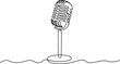 © Pritam - Retro microphone continuous line art, Vintage audio recording icon design