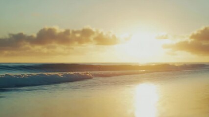 Wall Mural - a serene sunset scene with gentle ocean waves and a vast sky