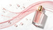 © Mahamud - Elegant perfume bottle with flowing pink ribbon and water droplets