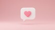© Md - Heart notification message bubble symbolizing love and affection a modern and minimalist design on a soft pink background for social media and digital communication