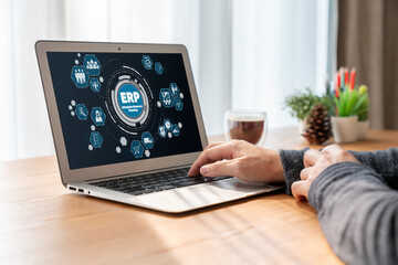 Wall Mural - erp enterprise resource planning software for modish business to plan the marketing strategy