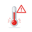 © Throm-Ka - Vector illustration of thermometer with warning sign on white background, health and fever concept
