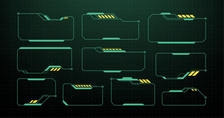 Wall Mural - set of hud interface game ui elements and sci fi target control panels. futuristic retro frame desig