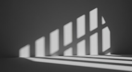 Wall Mural - Abstract Interior: Window Shadow Play on Gray Wall and Floor, Minimalist Design
