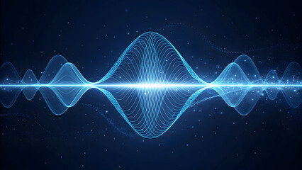 Wall Mural - glowing blue waveform with sparkling particles light energy technology, background, new, latest, web
