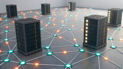 Wall Mural - server network data flow glowing technology image technology, background, new, latest, web, ai backg