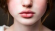 © Mary_muis/stoker ua - Close-up portrait of a young woman with soft, natural makeup, showcasing full lips and smooth skin, emphasizing beauty and elegance in a serene atmosphere