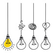 © Khulqi Design - Idea concept creative light bulb one line art. Business innovation vector illustration.
