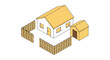 © hamzahalderad - House with Fence and Shed Isometric View