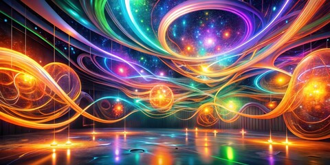 Wall Mural - illuminated celestial tapestry an enchanting abstract interior design concept featuring vibrant, int