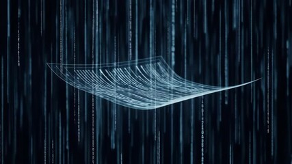 Abstract technology background with binary code data stream and digital information. Futuristic technology concept with data and code.