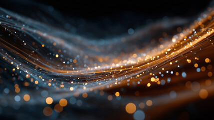 Wall Mural - elegant waves of light: a stunning display of flowing light trails and shimmering particles, forming
