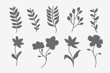 Wall Mural - Creative black leaf silhouettes perfect for botanical illustrations or design projects