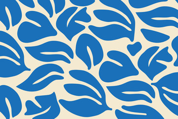Wall Mural - Abstract nature art leaf collage shape seamless pattern. Trendy contemporary cutout background illustration. Natural organic plant leaves artwork wallpaper print. Vintage botanical summer texture.