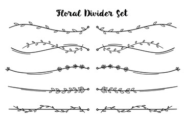 Wall Mural - collection of decorative rustic floral line divider for page layout separator vector decoration elem